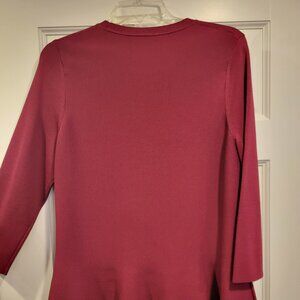 BOSS maroon three-quarter length sleeve knit top with peplum - XL